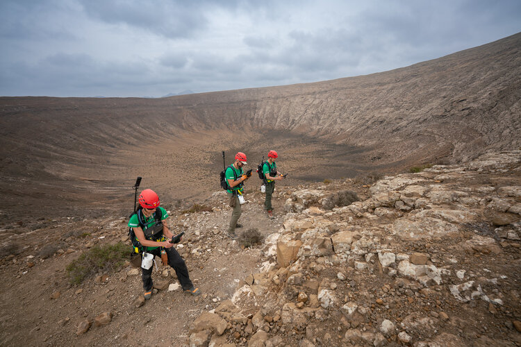 Astronauts explore ancient volcano in Lanzarote