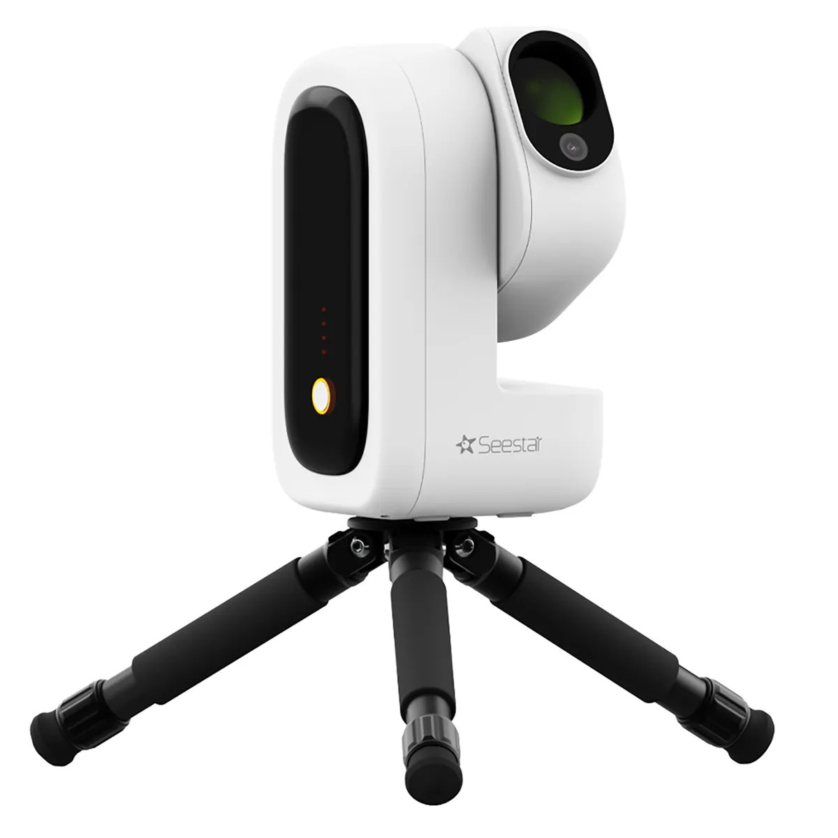 A ZWO Seestar S50 Pro against a white background.