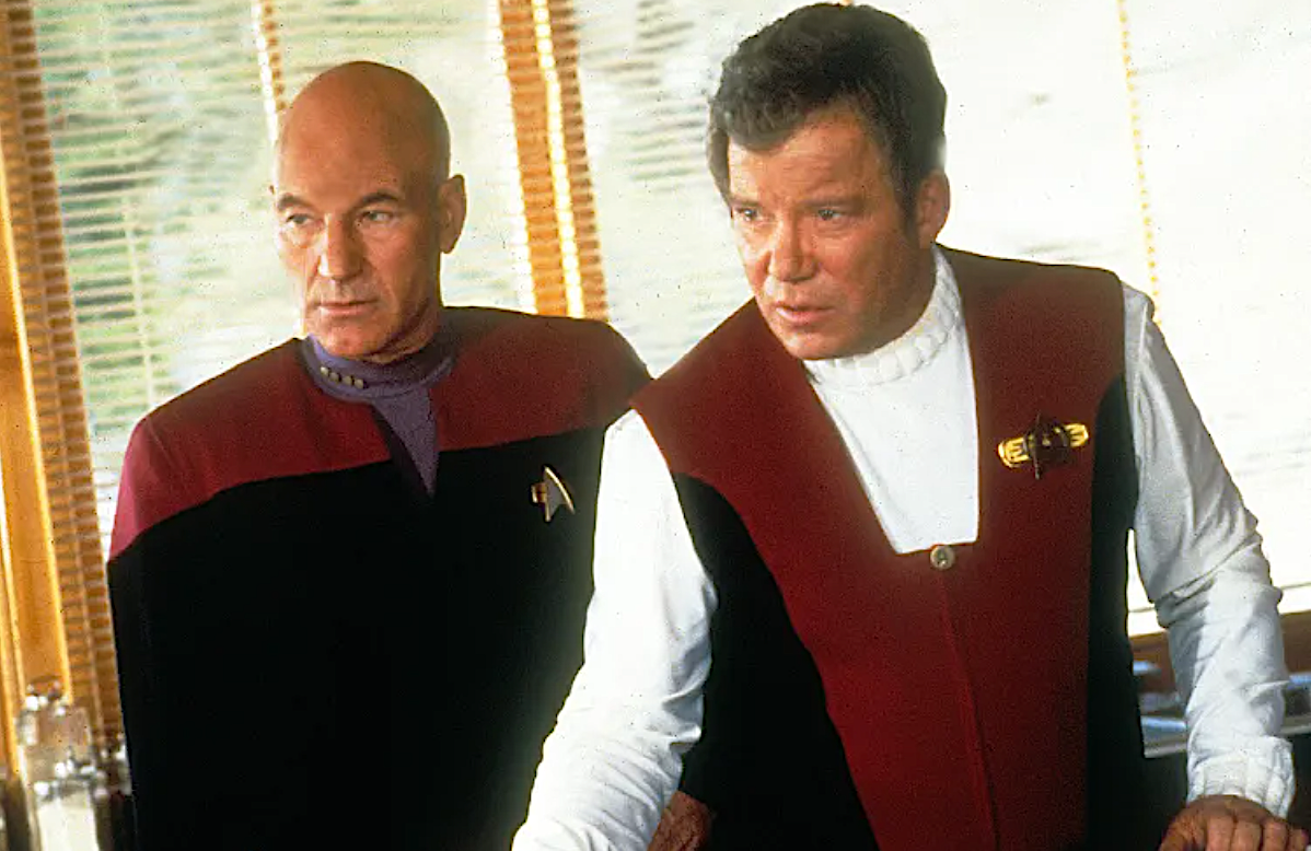 two starship captains from a sci-fi movie